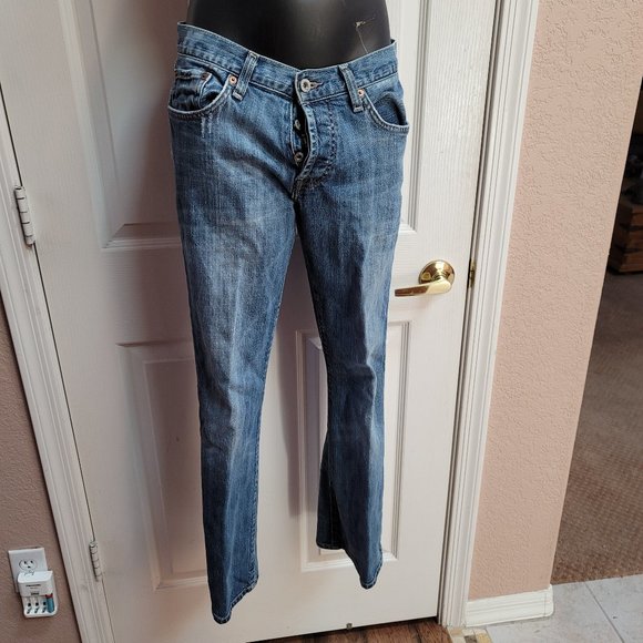 BARGAIN! Lucky Brand Jeans Slim Bootleg 31 Distressed Style 71YV033 103343 EUC! - Picture 1 of 8